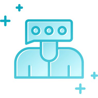 Mavi çizgi robot simgesi beyaz arkaplanda izole edildi. Yapay zeka, makine öğrenmesi, bulut hesaplaması. vektör.