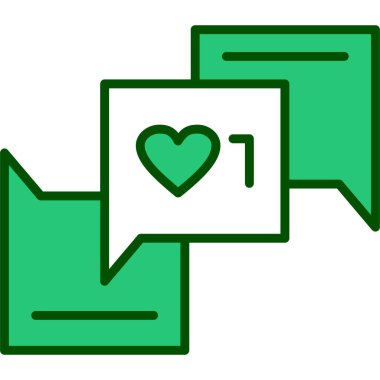 Sohbet yorumu kalp ikonu doldurulmuş ana hat biçimi