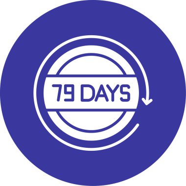 77 gün geri sayım simgesi, 7 gün simge vektör tasarımı.