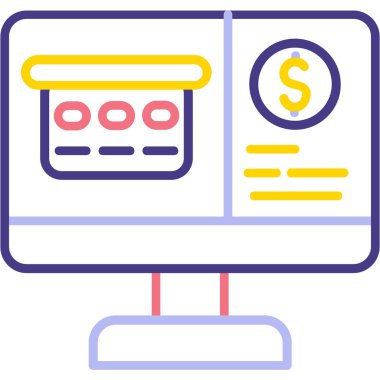 Web simgesi, monitörün vektör illüstrasyonu