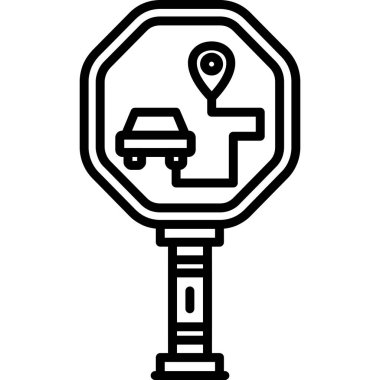 gps konum haritası simgesi ana hat biçiminde