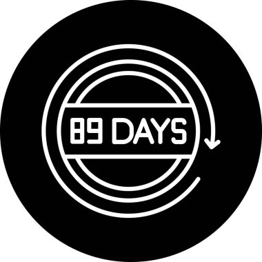 9 gün geri sayım simgesi, siyah vektör işareti, düzenlenebilir vuruşlar, illüstrasyon