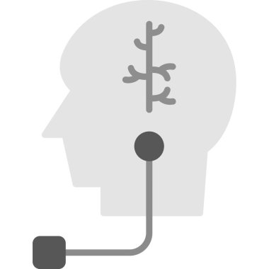 Beyin ve ağaç simgesi, vektör illüstrasyonu