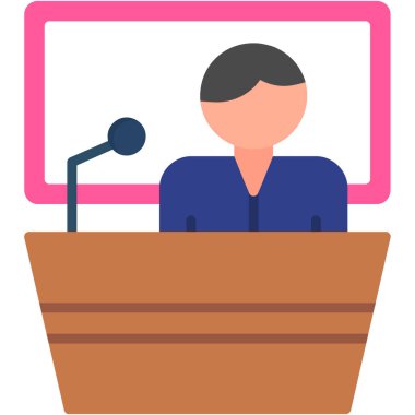 Konuşmacı simgesi. Web için tribün vektör simgelerinin düz çizimi