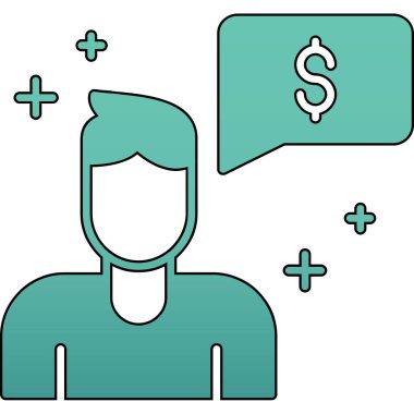 Para simgesi olan işadamı, özet tarzı