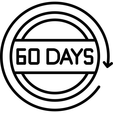 60 gün siyah simge, daire konsepti, beyaz arka planda vektör çizimi. vektör işareti