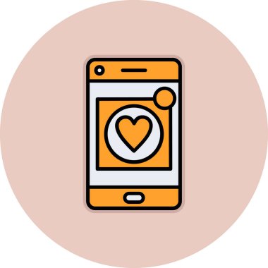 kalp ikonu vektör illüstrasyonlu akıllı telefon