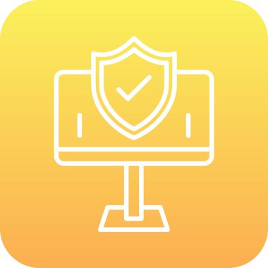 Bilgisayar kalkanı simgesi. vektör illüstrasyonu