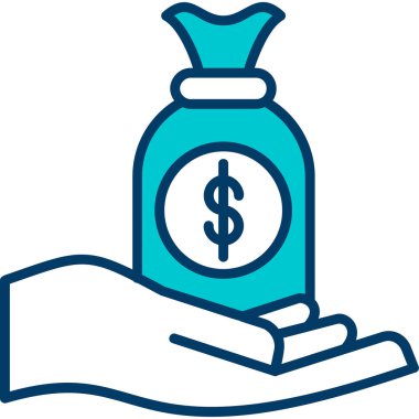 Dolar torba ikonu vektör illüstrasyonu