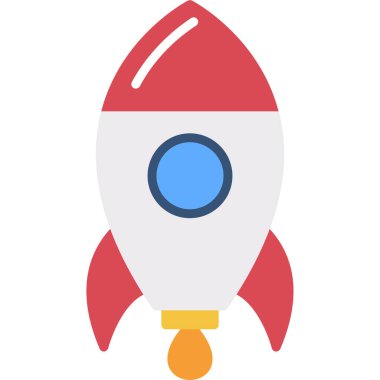 Roket simgesi, düz tasarım stili