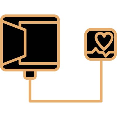 ekranlı ve monitörlü kalp, basit simge