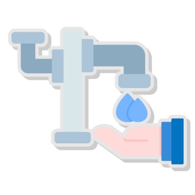 Musluk ikonu. Web için su musluğu vektör simgesinin karikatür çizimi