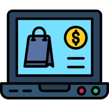 Para çantalı bilgisayar. Basit taslak vektör çizimi