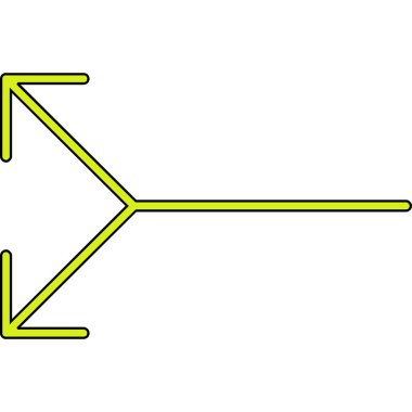 Ok sağ işaret. Vektör. Beyaz arkaplanda sarı simge izole edildi