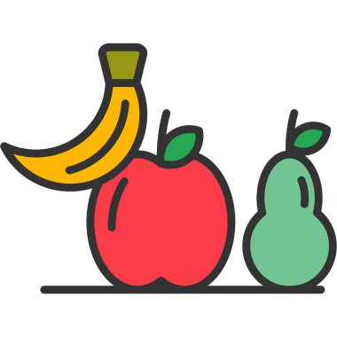 Beyaz arka planda meyve ve sebzelerin vektör çizimi