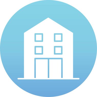 Bina simgesi ve vektör illüstrasyonu beyaz arkaplanda izole edildi