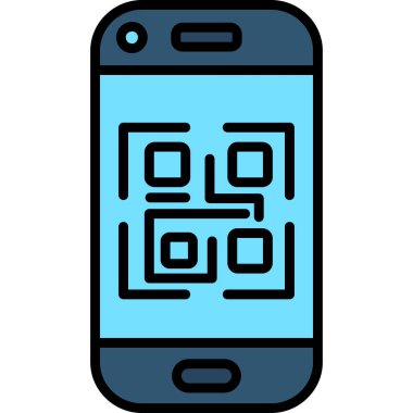 QR kod simgesi renk ana hatları vektörü