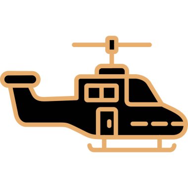 Helikopter vektör simgesi. Düz siyah sembol. Pictogram beyaz arkaplanda izole edilmiştir. Web ve mobil arayüzler için dizayn edildi.