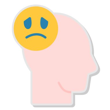 Yüzü olan bir beyin. Vektör. düz simge