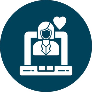 Online flört simgesi. düz tasarım çizimi