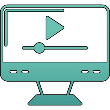 Video oynatıcı simgesi. Web için görüntü oynatıcı vektör simgesinin özeti