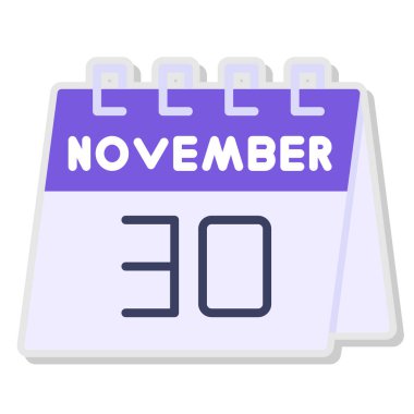 Kasım 29 - Takvim simgesi. Ayda bir gün vektör illüstrasyonu.