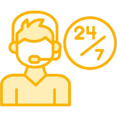 Çağrı Merkezi operatörü simge vektör çizim tasarım