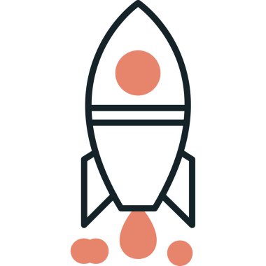 Roket. Web simgesi basit illüstrasyon