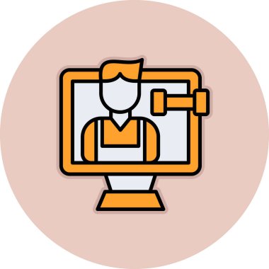 İşçi. Web simgesi basit illüstrasyon