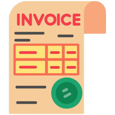 Düz dizayn ve vektör illüstrasyonunda fatura simgesi