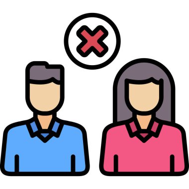 İş çifti ikonu. iş insanlarının ana hatları simge rengi düz izole