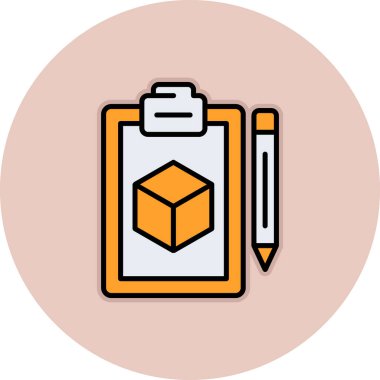 Kalem kutusu ve kalem ikonu. düz çizgi vektör tasarımı.