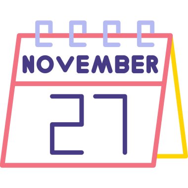 Kasım 20 takvim simgesi tasarımı, tek satır simgesi, vektör illüstrasyonu