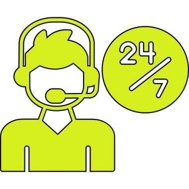 Çağrı merkezi simgesi. dış hat müşteri merkezi vektör rengi düz izole