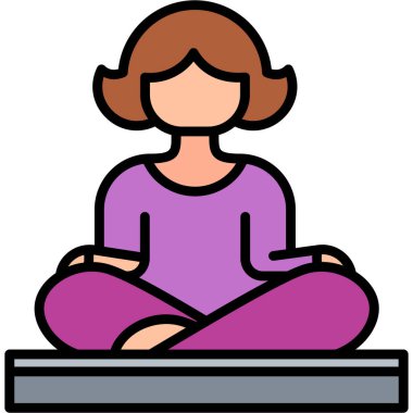 yoga poz simgesi, vektör illüstrasyonu basit