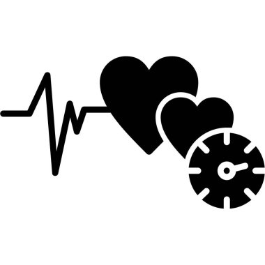 kalp ve kalp atışı ikonu, vektör illüstrasyonu