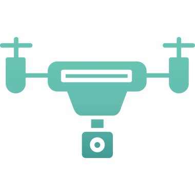 Beyaz çizgi dron kamera ikonu uzun gölgeli izole edildi. Kamera helikopter sembolü. Video kamera fotoğraf makinesi sembolü. Çember düğmesi. vektör.