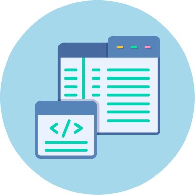 düz dizaynlı bilgisayar programlama simgesi