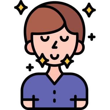 Sakallı ve yıldızlı mutlu adam vektör çizimi