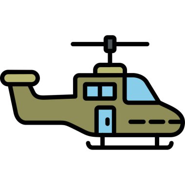 askeri helikopter simgesi renk ana hatları vektörü