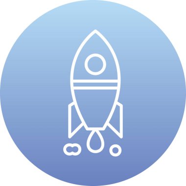 Roket. Web simgesi basit illüstrasyon