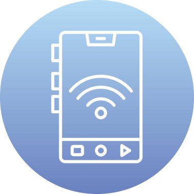 Wi-Fi simgesi olan vektör illüstrasyonu, akıllı telefon