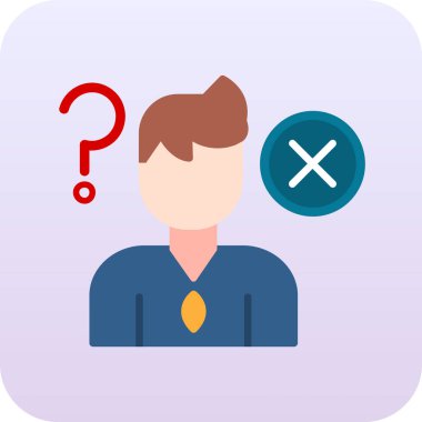 Kafasında soru işareti olan bir iş adamı. vektör illüstrasyonu