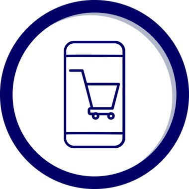 Akıllı telefon simgesi ve vektör illüstrasyonlu alışveriş arabası