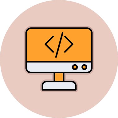 Bilgisayar monitörü. Vektör çizim