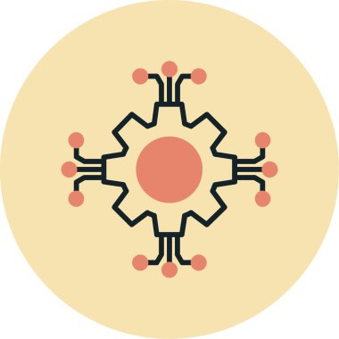 Beyaz arkaplanda izole edilmiş modaya uygun düz biçimli virüs simgesi.