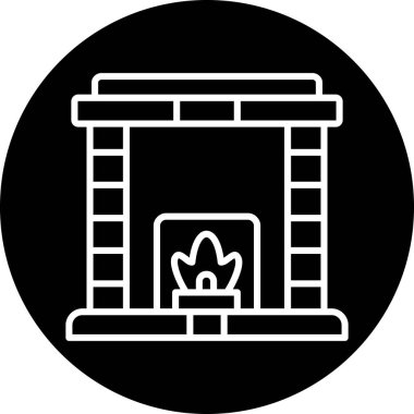 Şömine. Web simgesi basit illüstrasyon