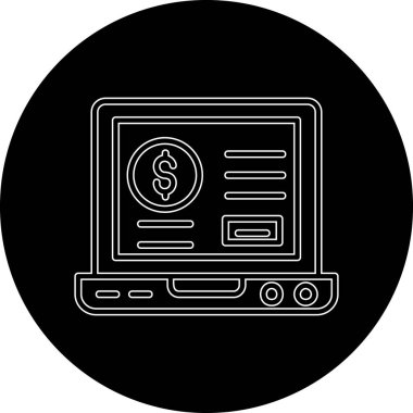 Dolar işareti olan bir dizüstü bilgisayarın vektör çizimi