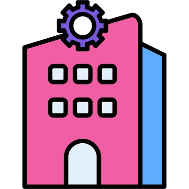 Bina. Web simgesi basit illüstrasyon