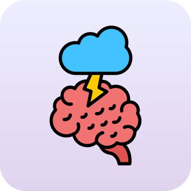 Yıldırım ikonlu beyin. vektör illüstrasyonu